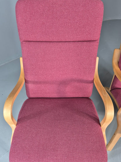 2 Stouby Bentwood Lounge Chairs Mauve Wool 1980s Retro MCM EB11349 MBEN17