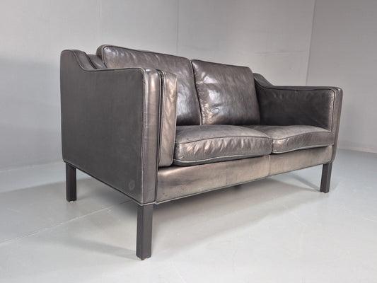Vintage Stouby Eva Two Seater Sofa Black Leather Mogensen 1980 EB10111 M2SS1