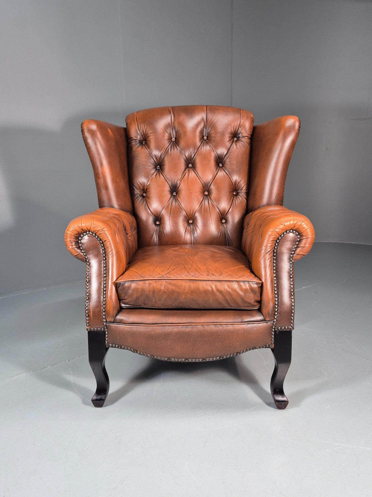 Vintage Leather Wing Back Club Chair  Denmark Chesterfield Style  EB10732 VLEA3