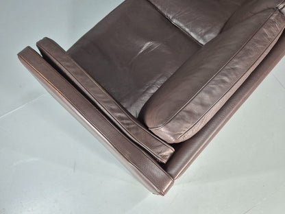 Vintage Danish 2 Seat Settee 1970s Danish Brown Leather Retro MCM EB11633 M2SS15