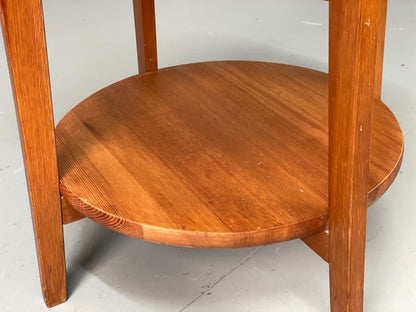 Vintage IKEA Side Table Olsvik Pine Round Three Tiered EB11184 MWOO7