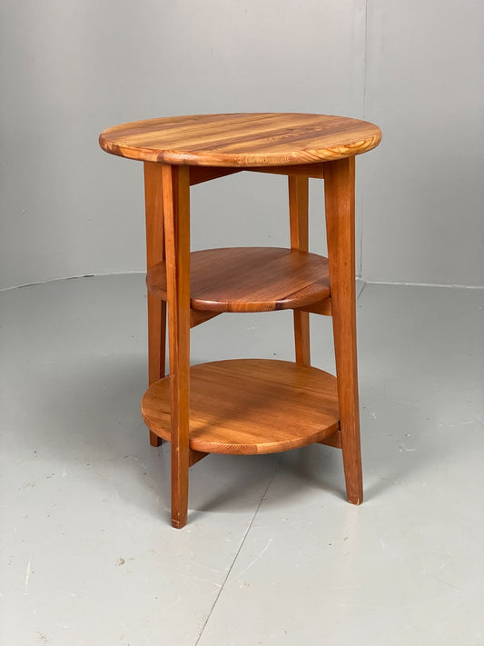 Vintage IKEA Side Table Olsvik Pine Round Three Tiered EB11184 MWOO0