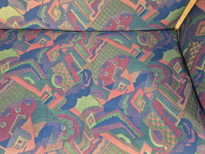 Vintage 2 Seater Sofa Curved Beech Frame Multicoloured 1980s Danish EB9290 M2SS - UKDK FURNITURE