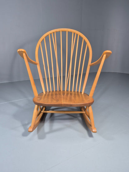 Vintage Ercol Rocking Chair Model 315 Grandfather Chair Blonde Wood EB11273 MNOR2