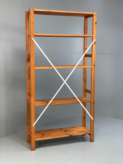 Pine Open Shelving Unit Adjustable Retro Scandi Solid EB11782 MWOO20