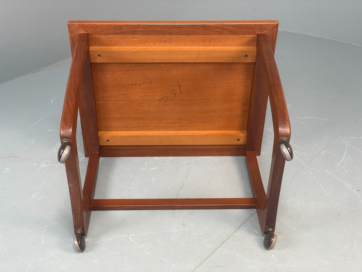 Vintage Teak Side Table On Castors 1970s Mid Century Modern EB10678 MWOO16