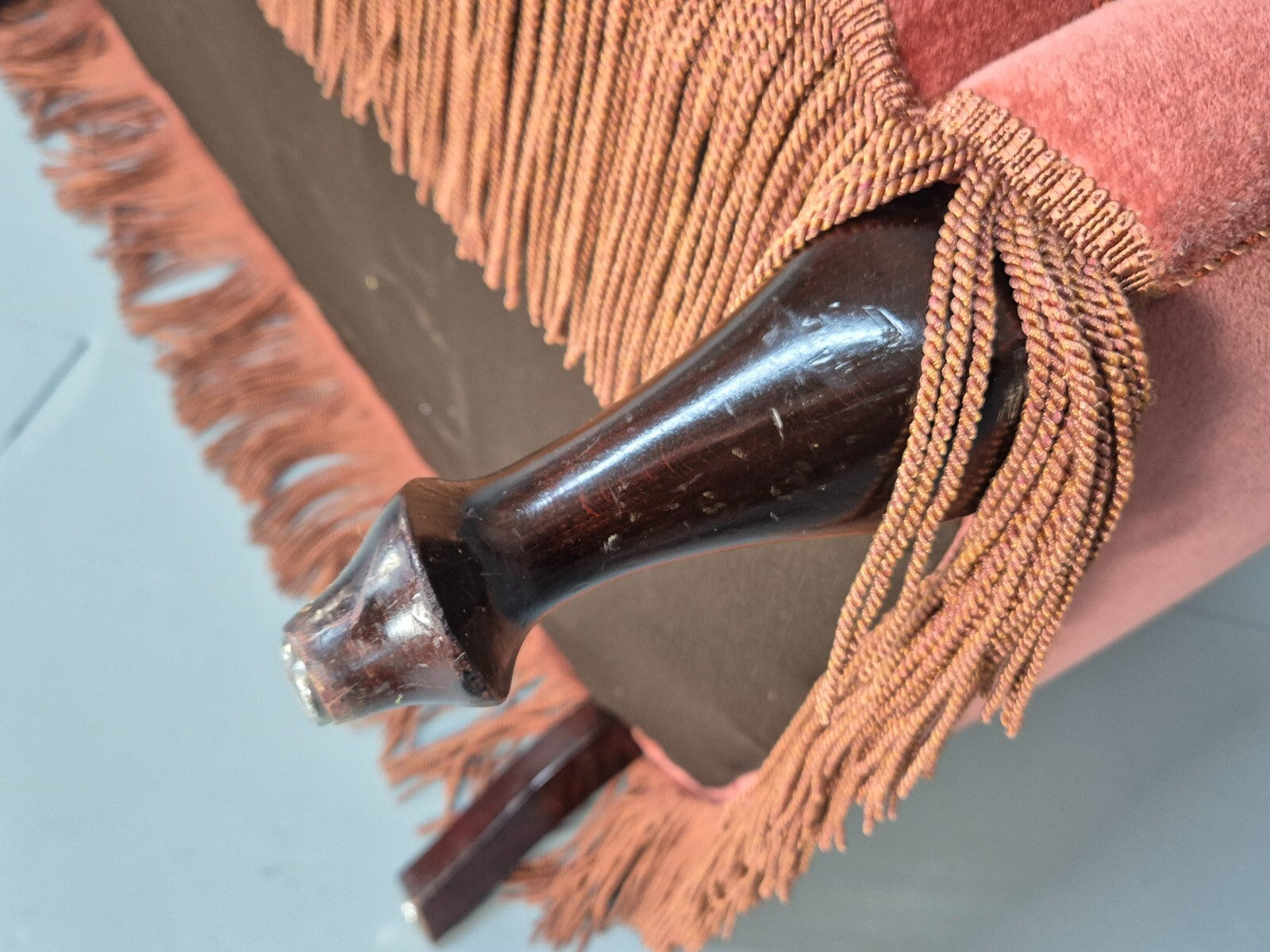 Vintage Art Deco Danish 2 Seat Sofa Pink Velour Tassels 1940s EB9666 V2SS - UKDK FURNITURE