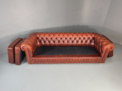 Three Seater Red Leather Chesterfield Quality Version Retro EB11031 VCHE12
