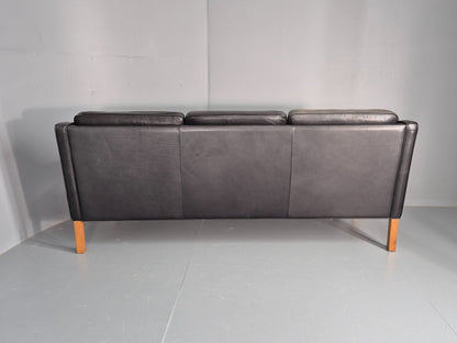 Vintage 3 Seat Sofa Black Leather Danish Hurup Mid Century Retro EB10475 M3SS19