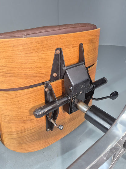 Stoll Giroflex Office Chair Vintage Brown Leather Swivel Reclining EB10998 MSWI15