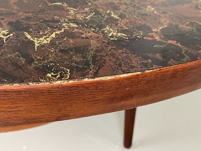 Vintage Round Dining Table 1960s Mid Century Formica Teak Shelf EB11810 MWOO14