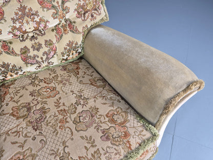 Vintage 1960s Luxury Lounge Chair Green Velour Floral Seat Retro  EB11779 MNOR4