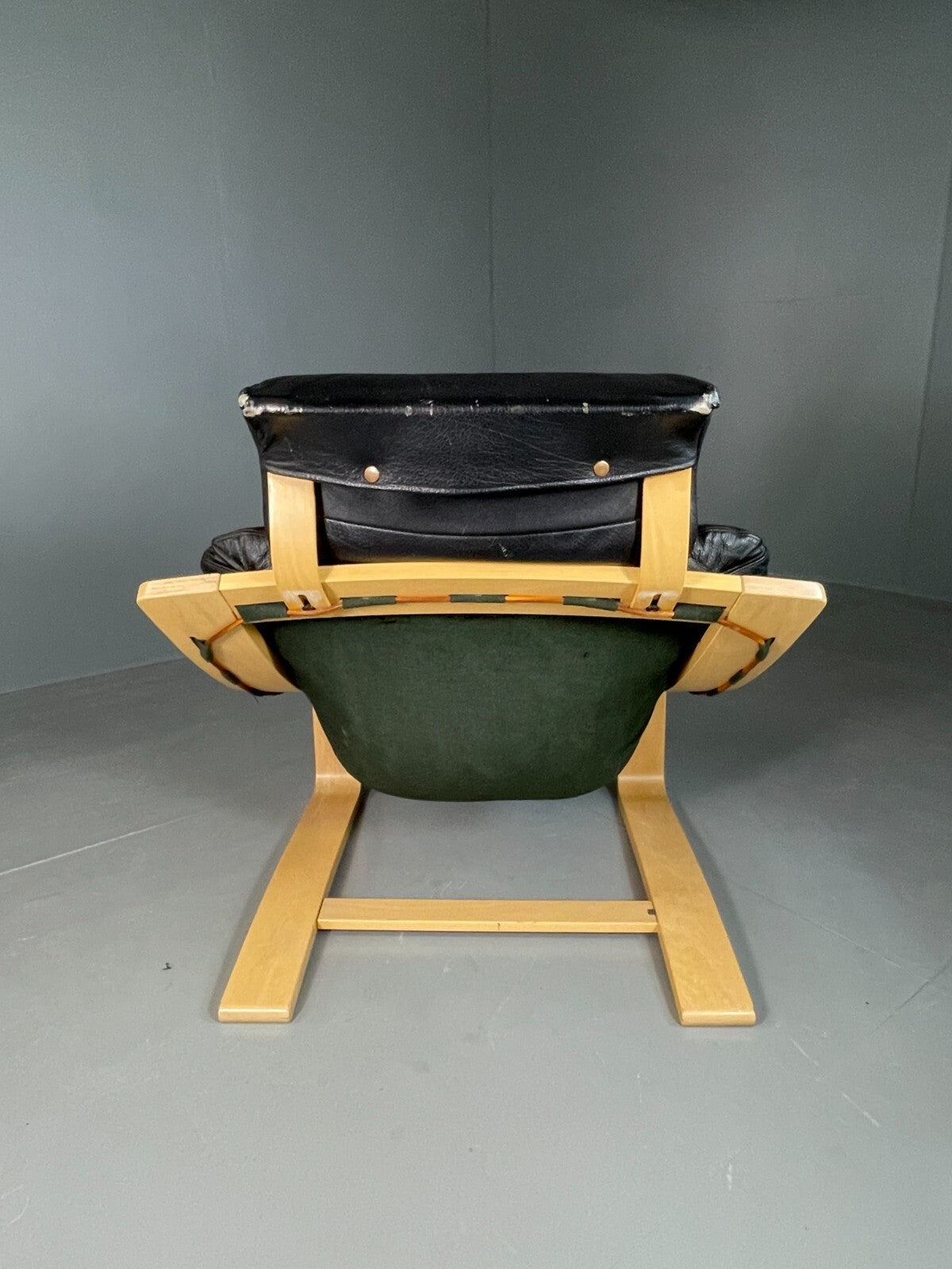 Vintage Swedish Lounge Chair Black Leather Krokken Retro MCM EB6604 MBEN6