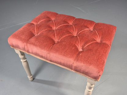 1970s Retro Dressing Table Stool Pink Velour Rococo Styled Kitsch EB11963 VWOO5