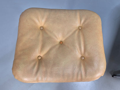 Mid Century Swivel Chair and Footstool Mustard Vinyl Vintage Retro  EB10693 MNOR16