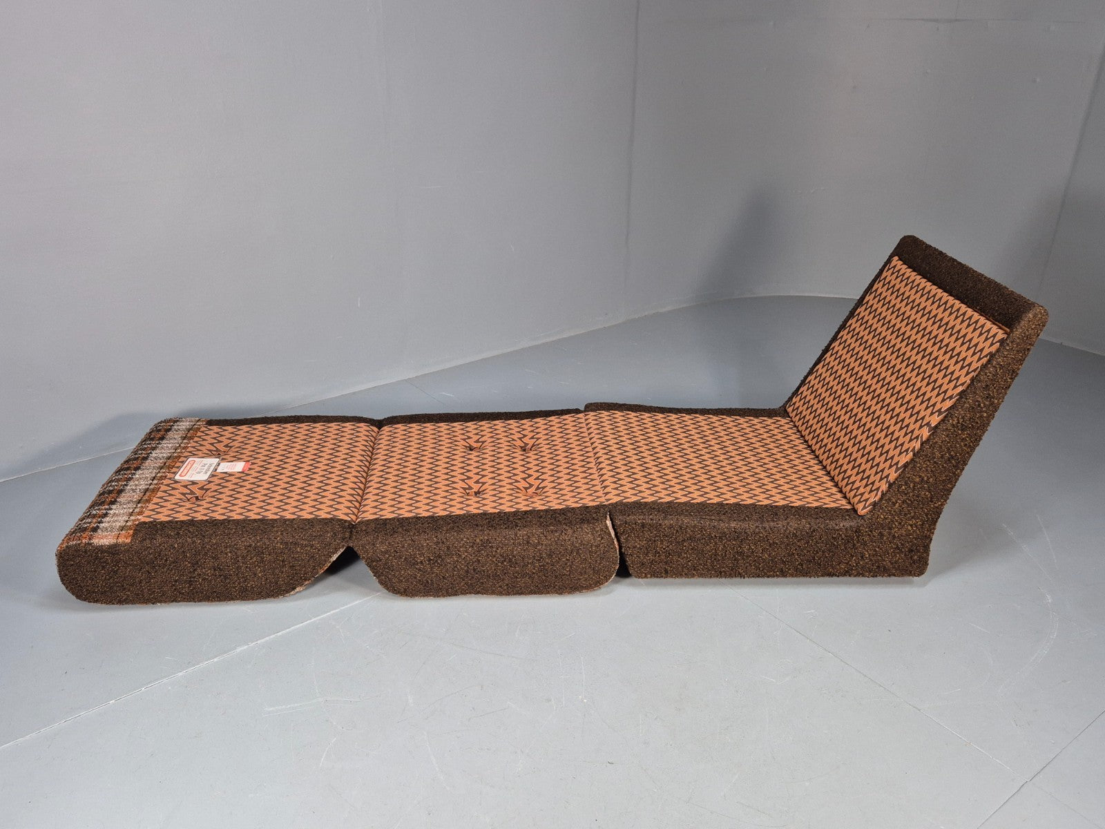 Vintage Sofabed Chair Schreiber Put U Up Checked Brown Wool 1970s EB9987 M4SS10