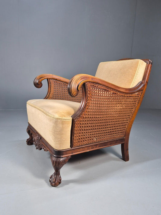 Antique Danish Lounge Chair Bergere Sides Ball and Claw Legs 1920s EB8972 VCLO - UKDK FURNITURE