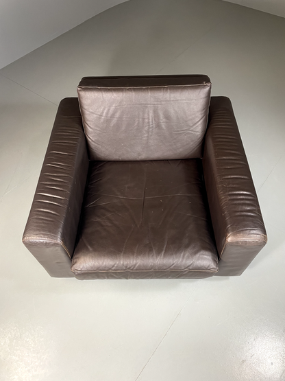 Danish Leather Lounge Chair Vintage 1970s Retro MCM EB5406 MNOR2