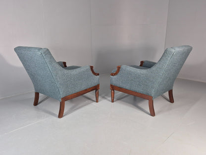 2 Vintage regency Style Armchairs 1970s Danish New Upholstery  EB11135 VCLO14