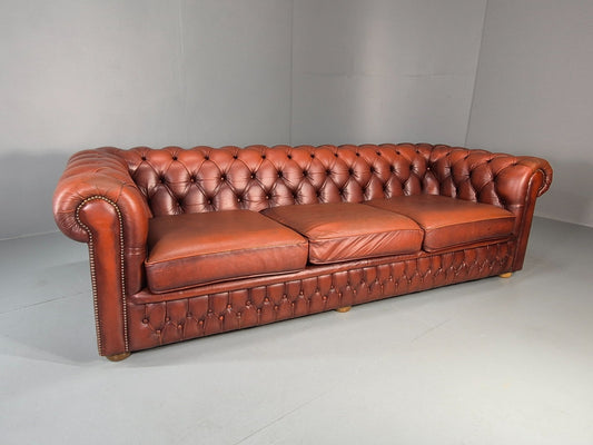 Three Seater Red Leather Chesterfield Quality Version Retro EB11031 VCHE0