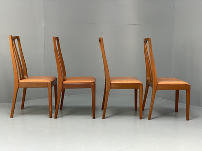 Vintage Nathan Tan Dining Chairs Set Of 4 Vinyl Mahogany 1970s EB9728 MDIN - UKDK FURNITURE