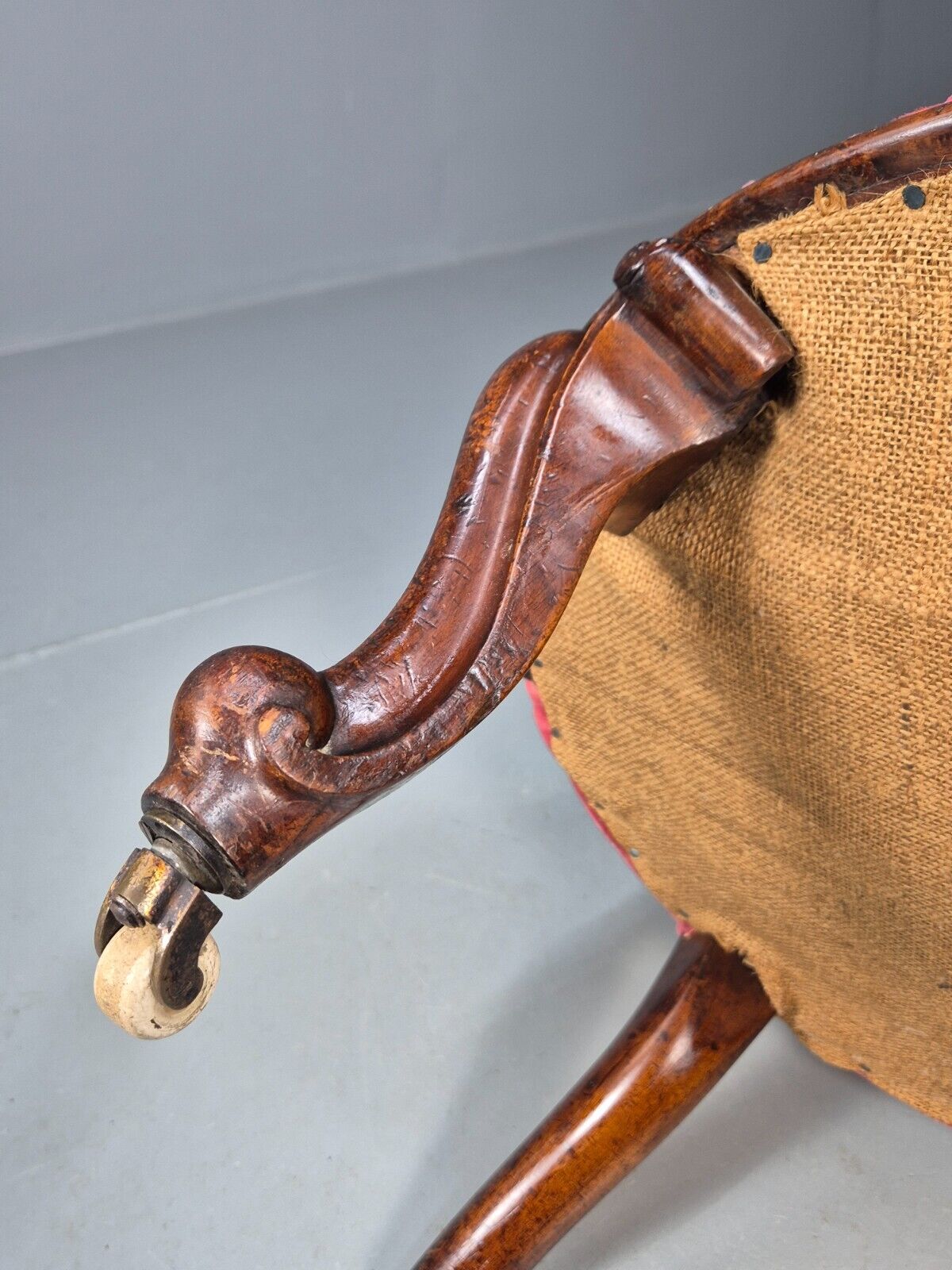 Vintage Lounge Chair Pink Velour Spoonback Nursing Parlour Victorian EB8438 VCLO - UKDK FURNITURE