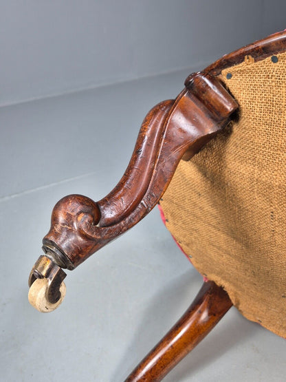 Vintage Lounge Chair Pink Velour Spoonback Nursing Parlour Victorian EB8438 VCLO - UKDK FURNITURE