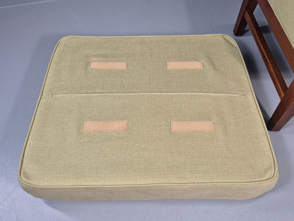 Mid Century Footstool Danish Vintage Green Wool Teak Frame 1970s EB11034 MFOO8