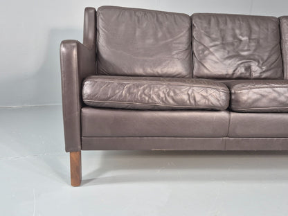Vintage 3 Seat Sofa Brown Leather Danish Mid Century 1970s Retro  EB10537 M3SS2