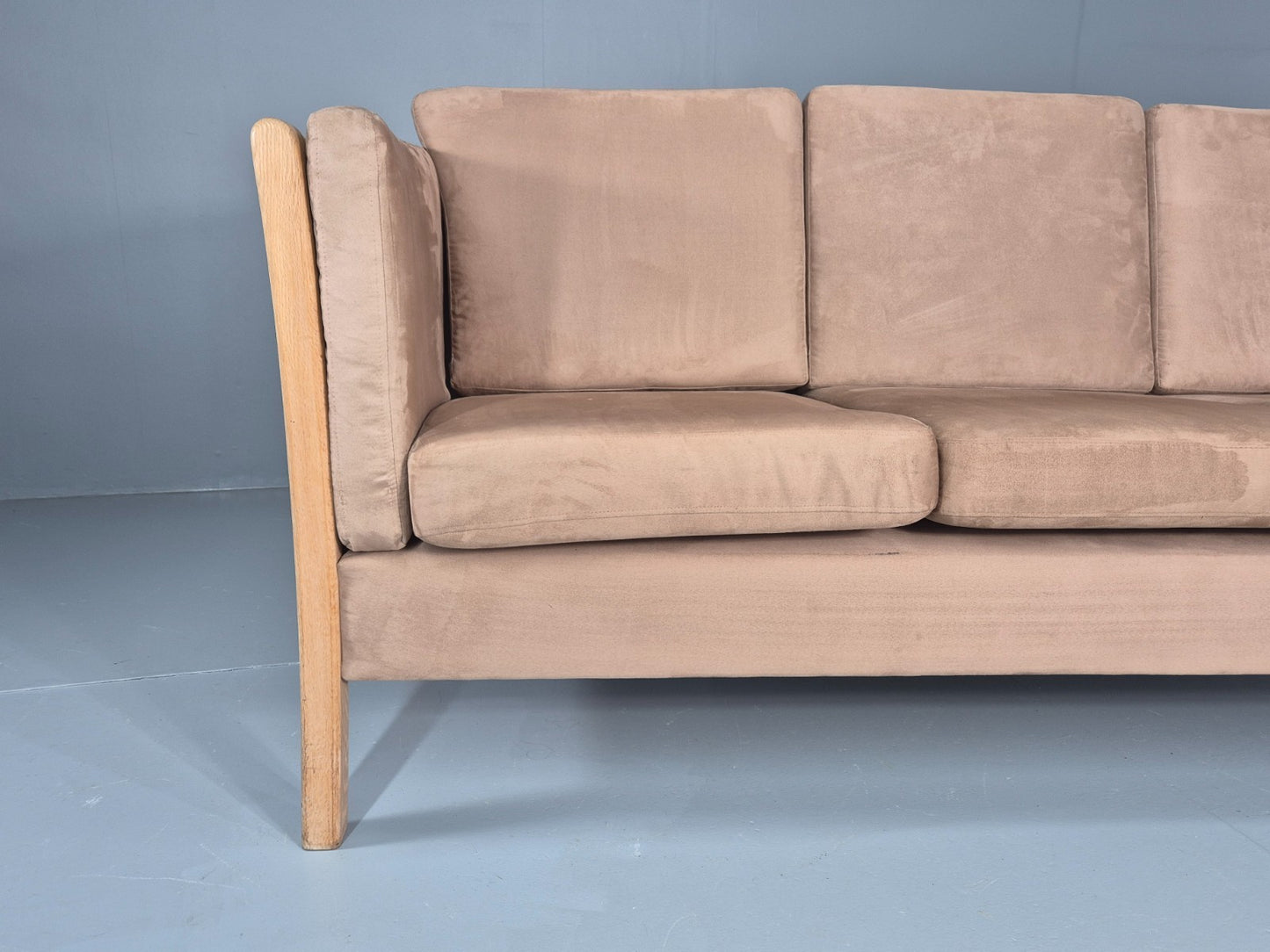 Vintage 3 Seat Sofa Danish Design Faux Suede Upholstery 1980s Retro EB10539 M3SS2
