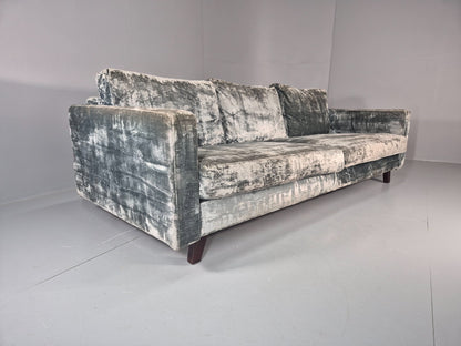 Huge 4 Seater Settee Turquoise Velvet ex Hotel Modern Design Retro EB11608 M4SS1