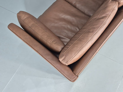 Vintage Danish 3 Seater Sofa Danish Brown Leather 1970s Retro MCM  EB10486 M3SS20