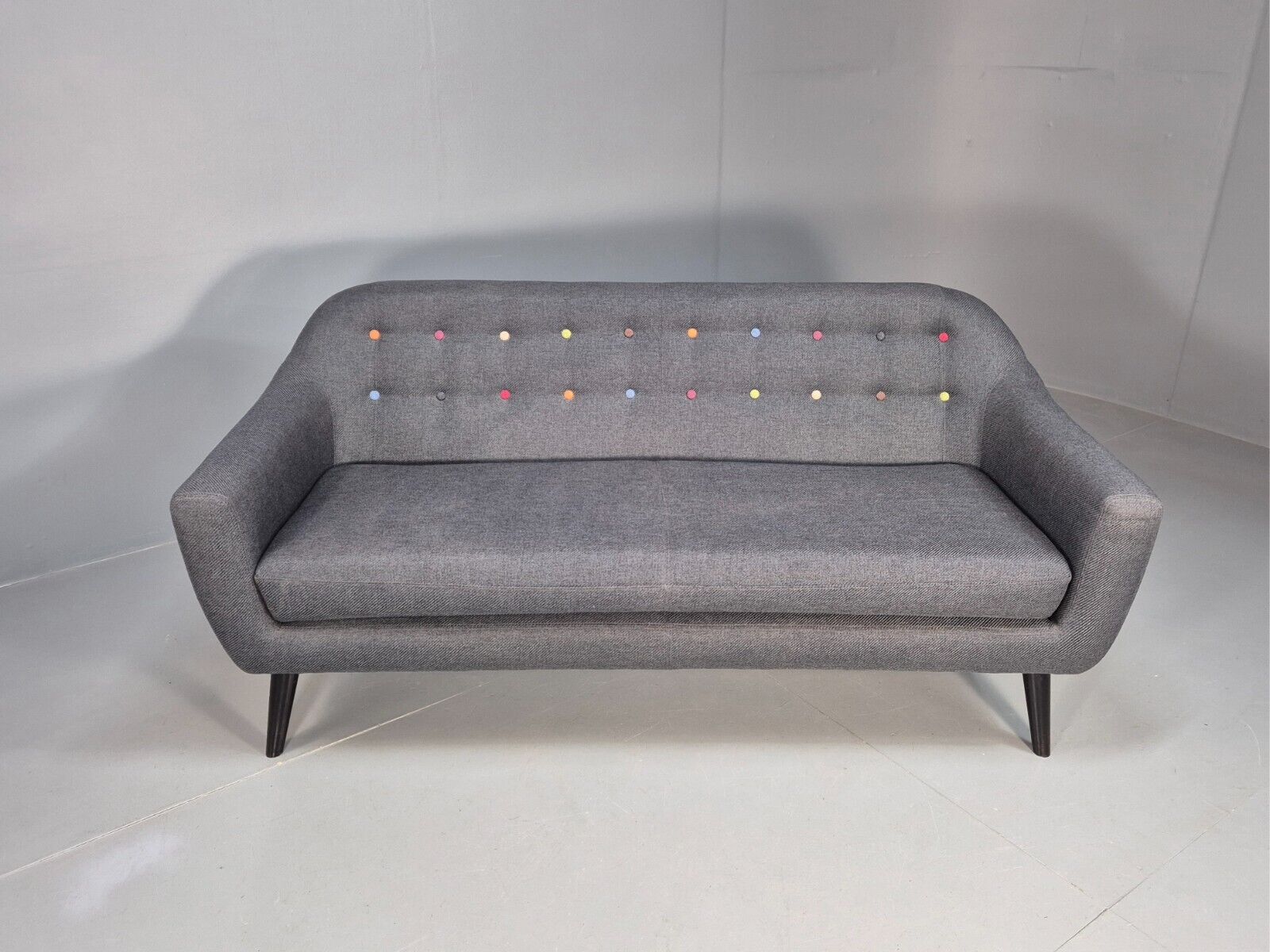 Vintage Made.Com Scandinavian style Sofa Charcoal Grey Retro EB8452 M3SS - UKDK FURNITURE