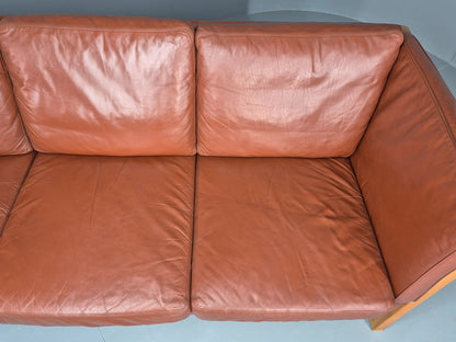 Vintage Stouby 3 Seat Sofa Reddy Brown Leather Mid Century Retro EB10528 M3SS8