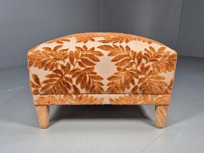 Vintage Footstool Pouffe Amber Floral Moquette Modern EB9477 MFOO - UKDK FURNITURE