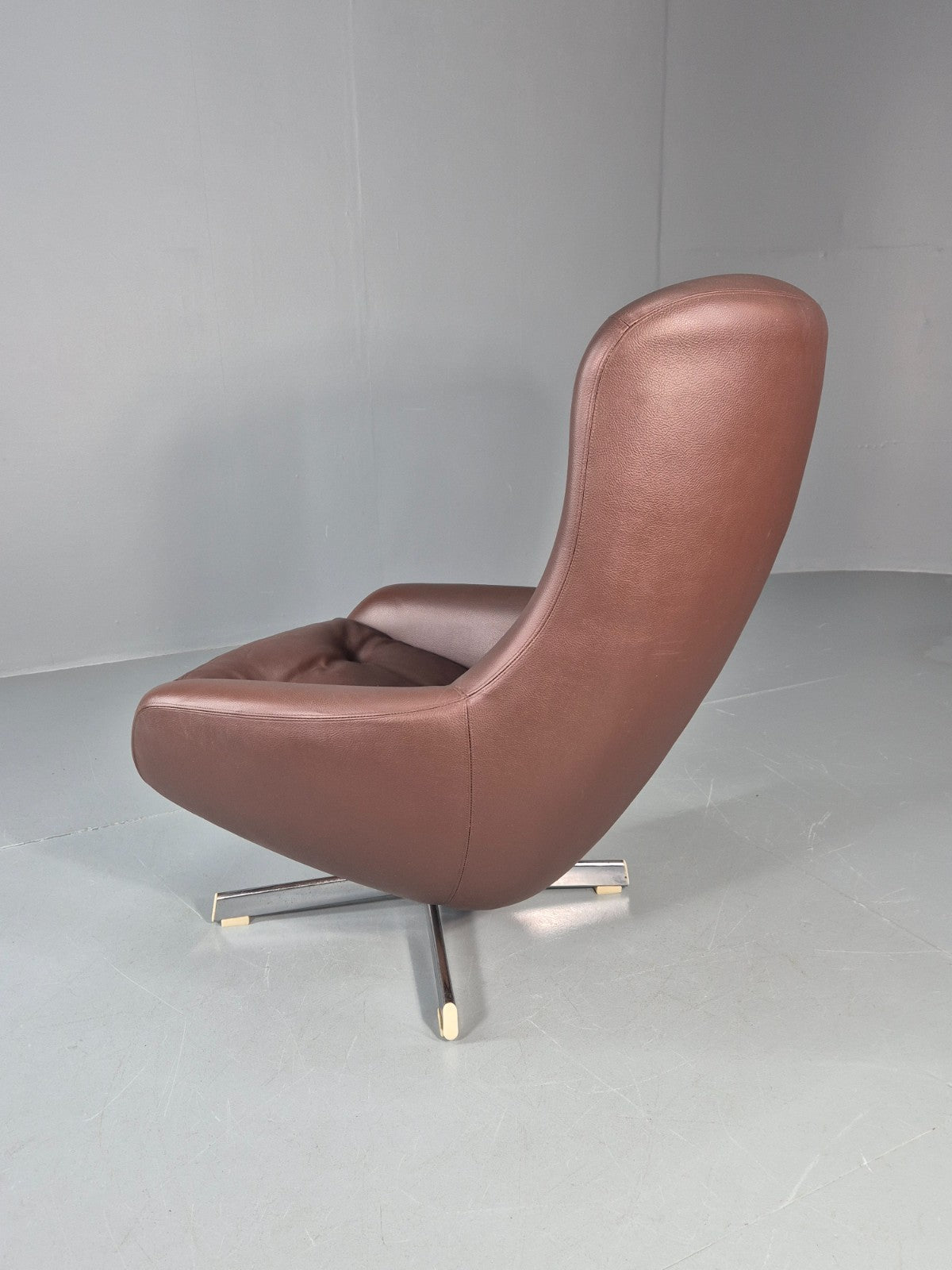 Vintage Bucket Swivel Chair 1970s Sweden Retro Mid Century Vinyl EB11118 MSWI6