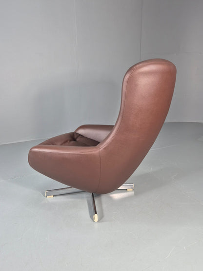 Vintage Bucket Swivel Chair 1970s Sweden Retro Mid Century Vinyl EB11118 MSWI6