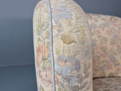 Vintage Two Seater Danish Curved Banana Sofa 1930s Art Deco Floral EB10795 V2SS7