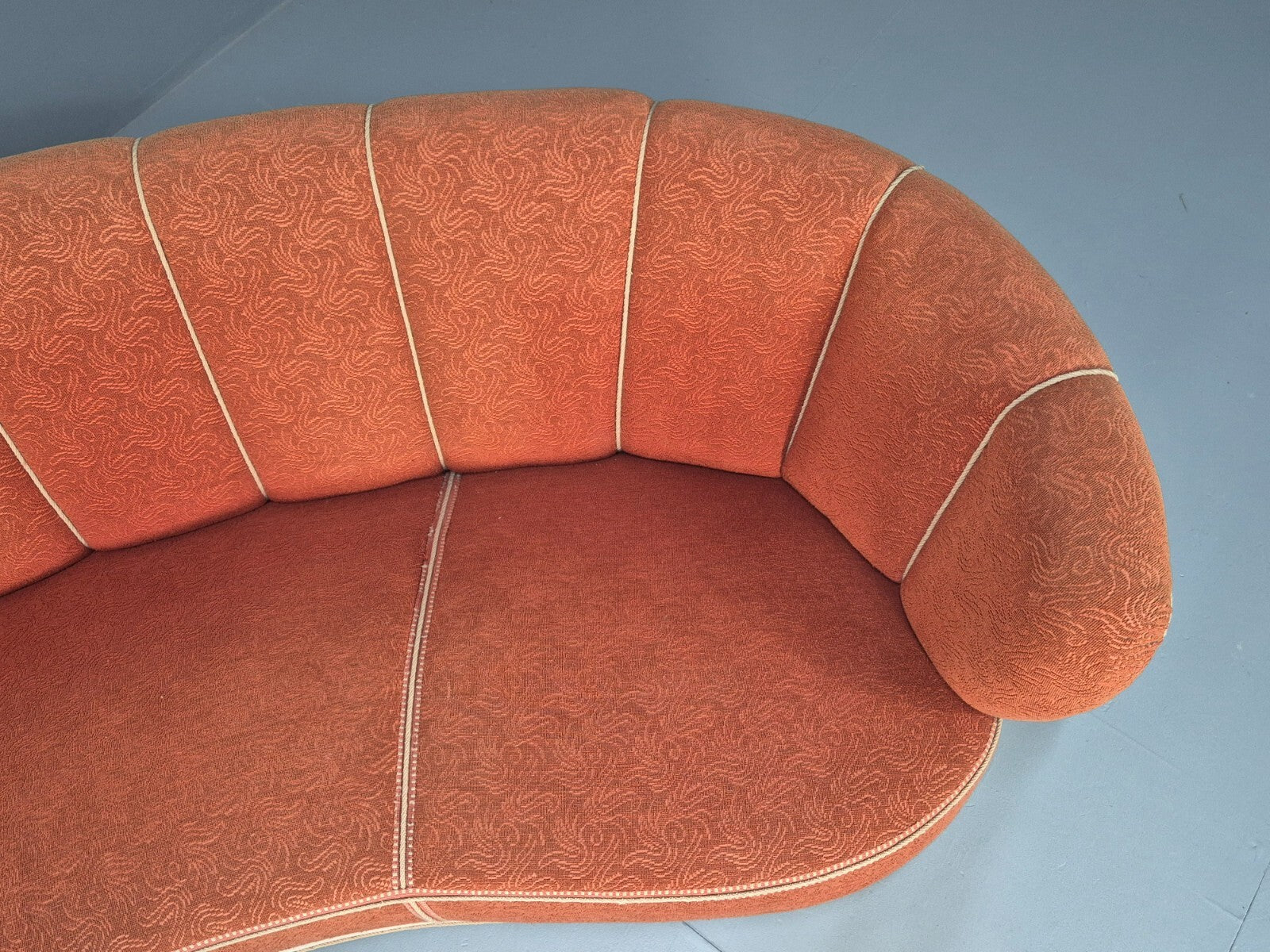 Vintage Danish Art Deco Banana Sofa Peach and Cream 1930s Retro EB9745 V3SS - UKDK FURNITURE