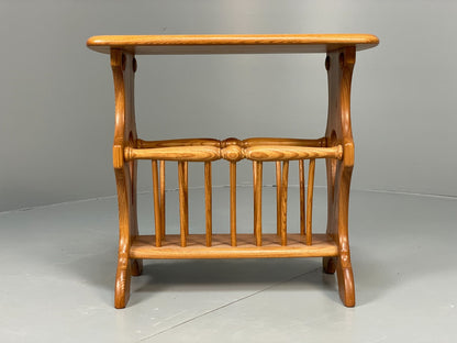 Vintage Ercol Side Table - Solid Light Elm Magazine Rack Country EB10978 MWOO2