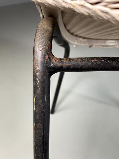 Vintage Lloyd Loom Chair White Circular Retro MCM EB5270 VBER14