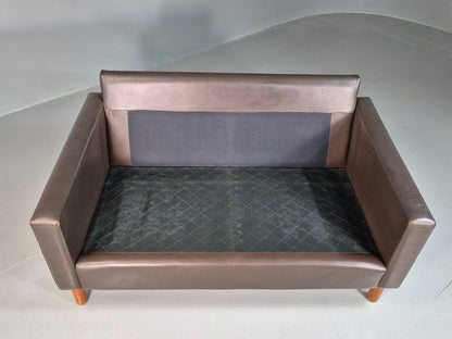 2 Seat Sofa Vintage Danish Brown Leather 1970s Retro MCM EB7314 M2SS4