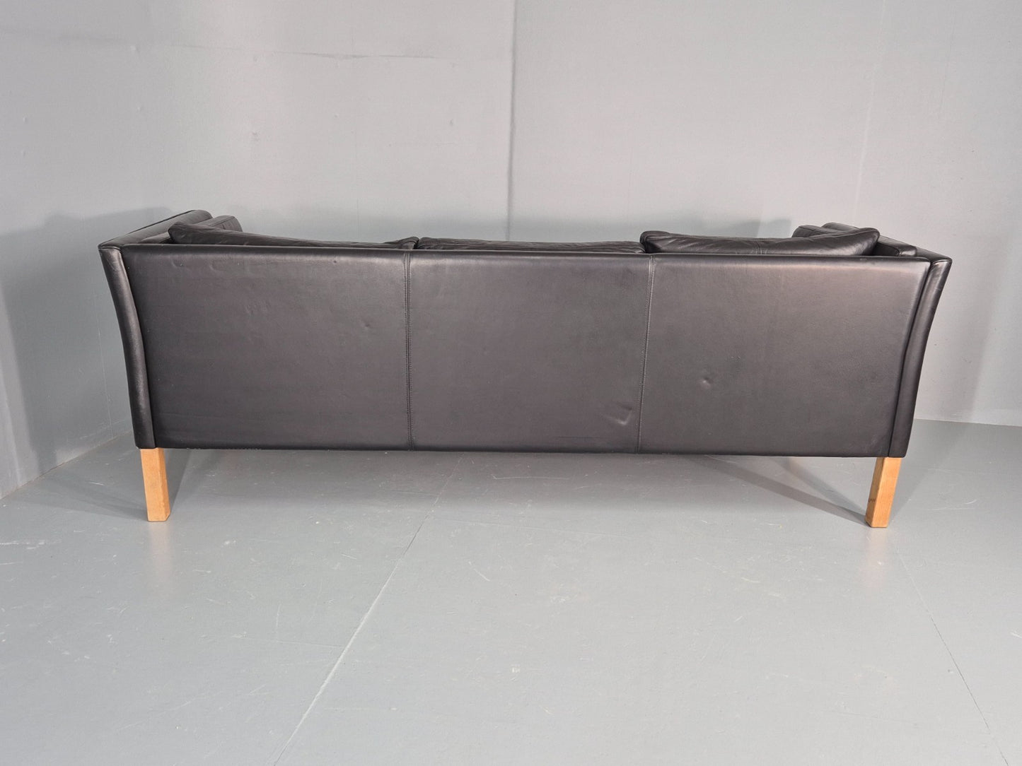 Vintage 3 Seat Sofa Danish Black Leather Mid Century Retro 1980s  EB10471 M3SS18