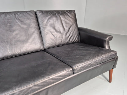 Vintage 1960s Two Seater Leather Sofa Retro Mid Century Danish EB11379 M2SS3