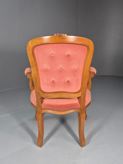 Vintage Rococo Lounge Chair Danish 1970s Reproduction Salmon Pink EB10986 VCLO5