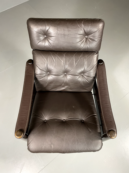 Vintage Danish Lounge Chair Brown Leather Jeki Gehl Retro MCM EB6082 MNOR4