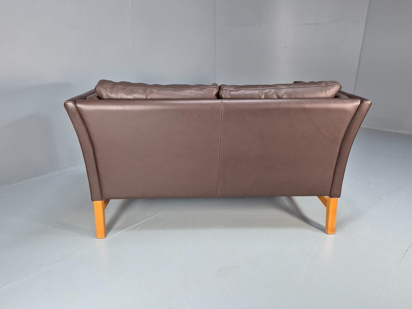 Mid Century Two Seater Sofa Vintage Danish Brown Leather Retro 1970 EB10094 M2SS14