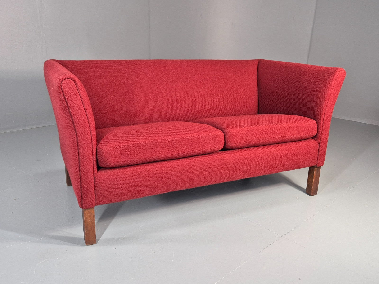 Vintage Danish Two Seater Sofa Mid Century Modern Retro Red Wool EB11363 M2SS0