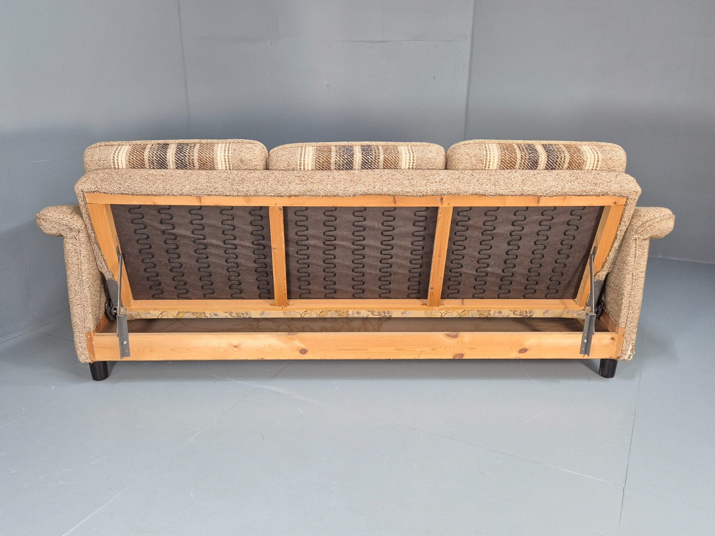 Vintage Danish 1970s Sofa Bed Wool Stripe Retro MCM EB9590 M4SS - UKDK FURNITURE