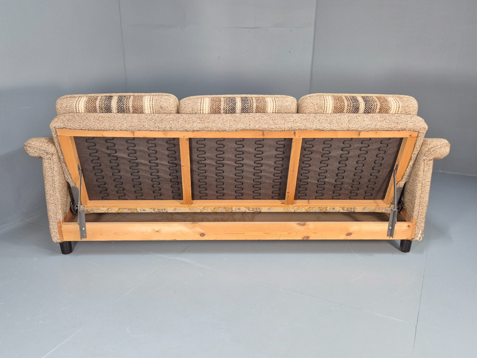 Vintage Danish 1970s Sofa Bed Wool Stripe Retro MCM EB9590 M4SS - UKDK FURNITURE